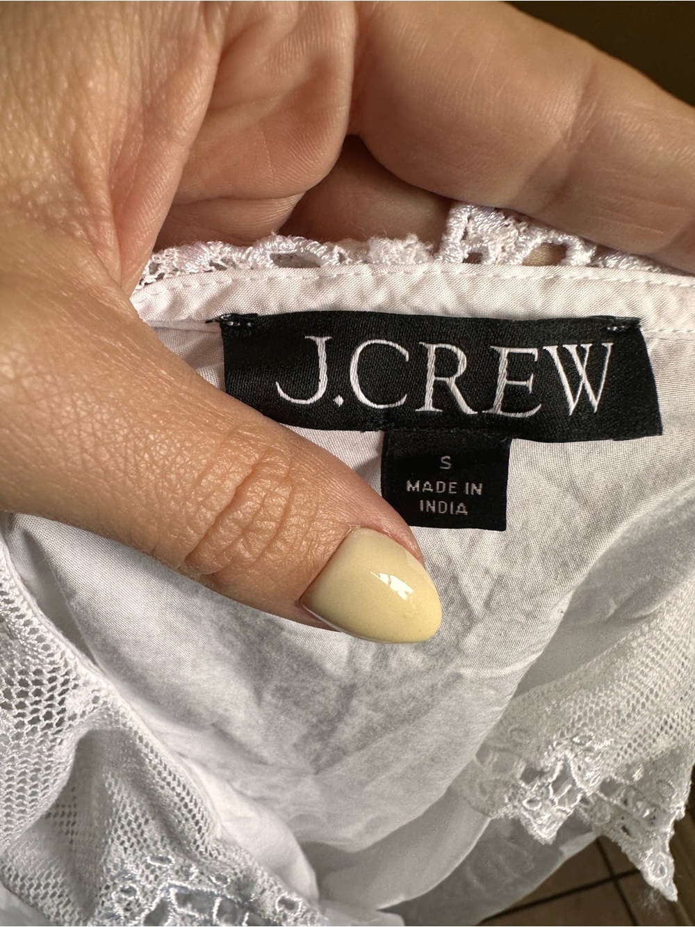 J. Crew Women’s Lace White Eyelet Collar Poplin Long-Sleeve Shirt Small - Picture 2 of 11